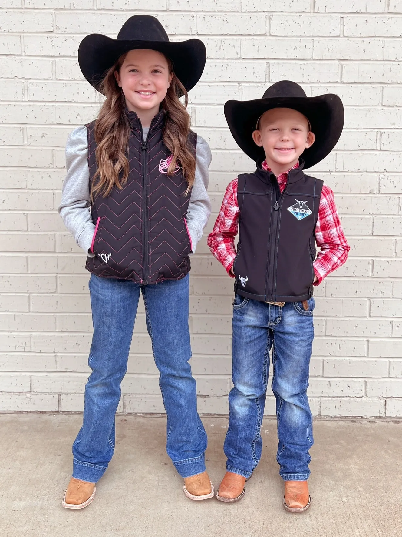 Kids Horse Quilted Black Vest