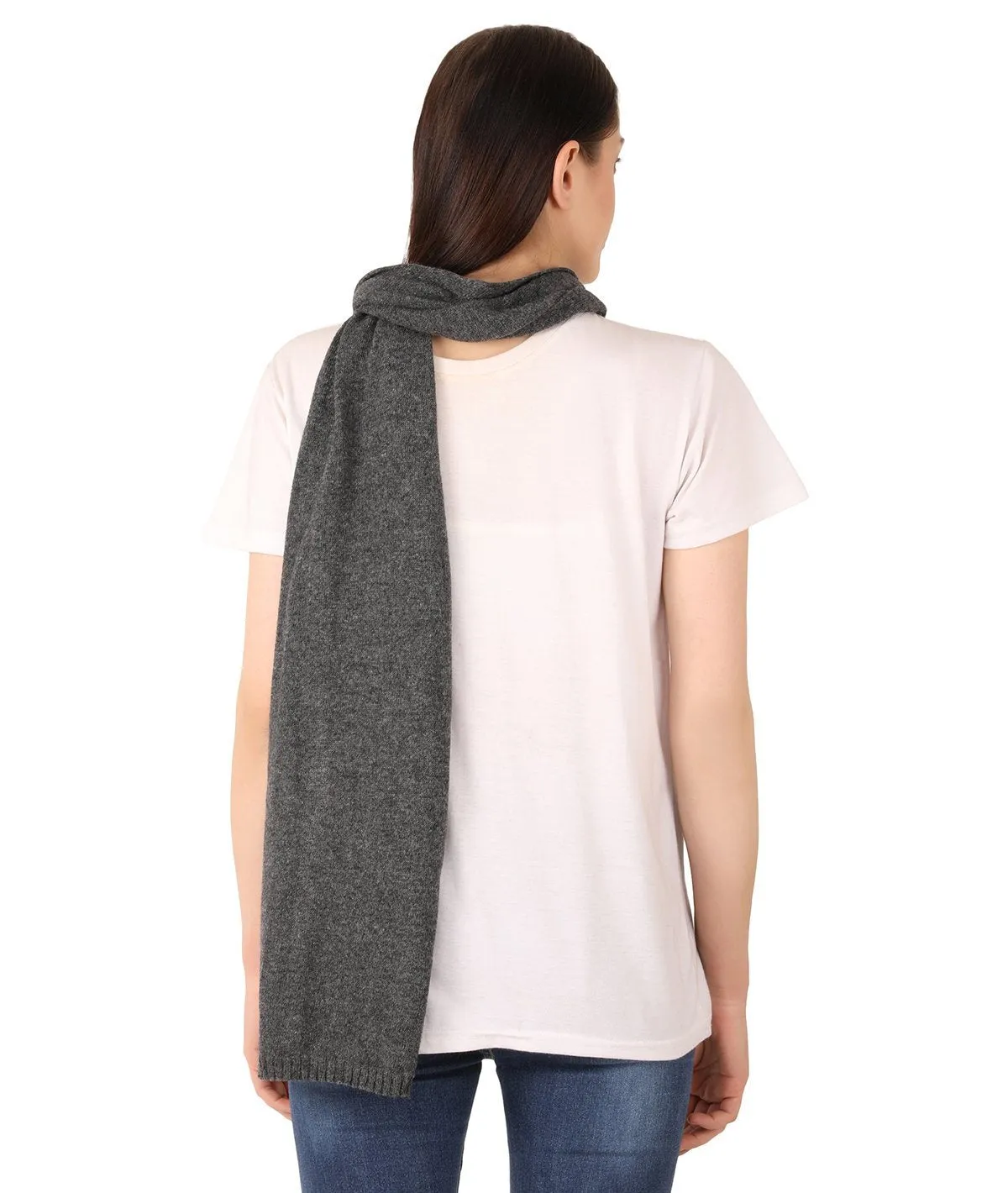 Kiraz - Dark Grey Lambswool & Nylon Knitted Scarf