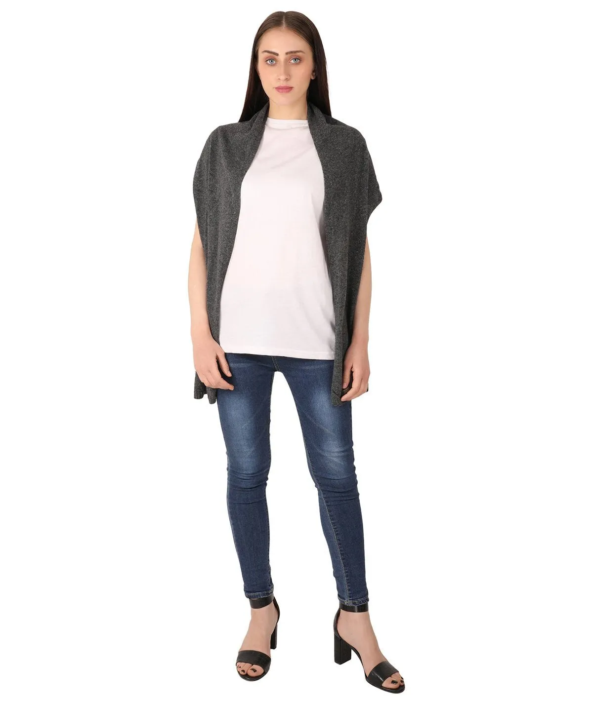 Kiraz - Dark Grey Lambswool & Nylon Knitted Scarf