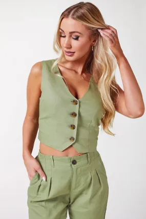 Kiva Sage Linen Vest