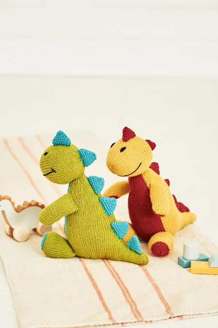 Knitting Pattern Danny the Dinosaur Toy with Hat and Mittens by Stylecraft