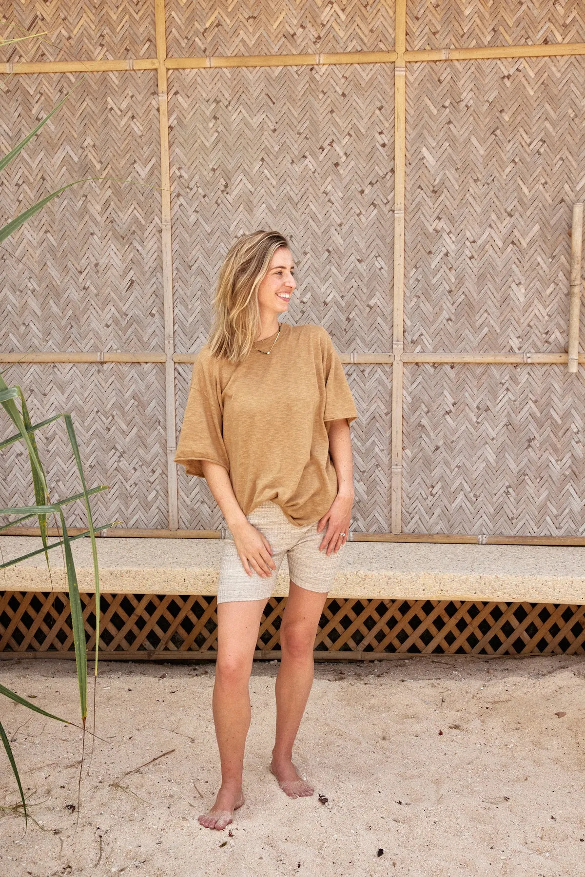 Ladies Knitted Linen Tee | Cedar