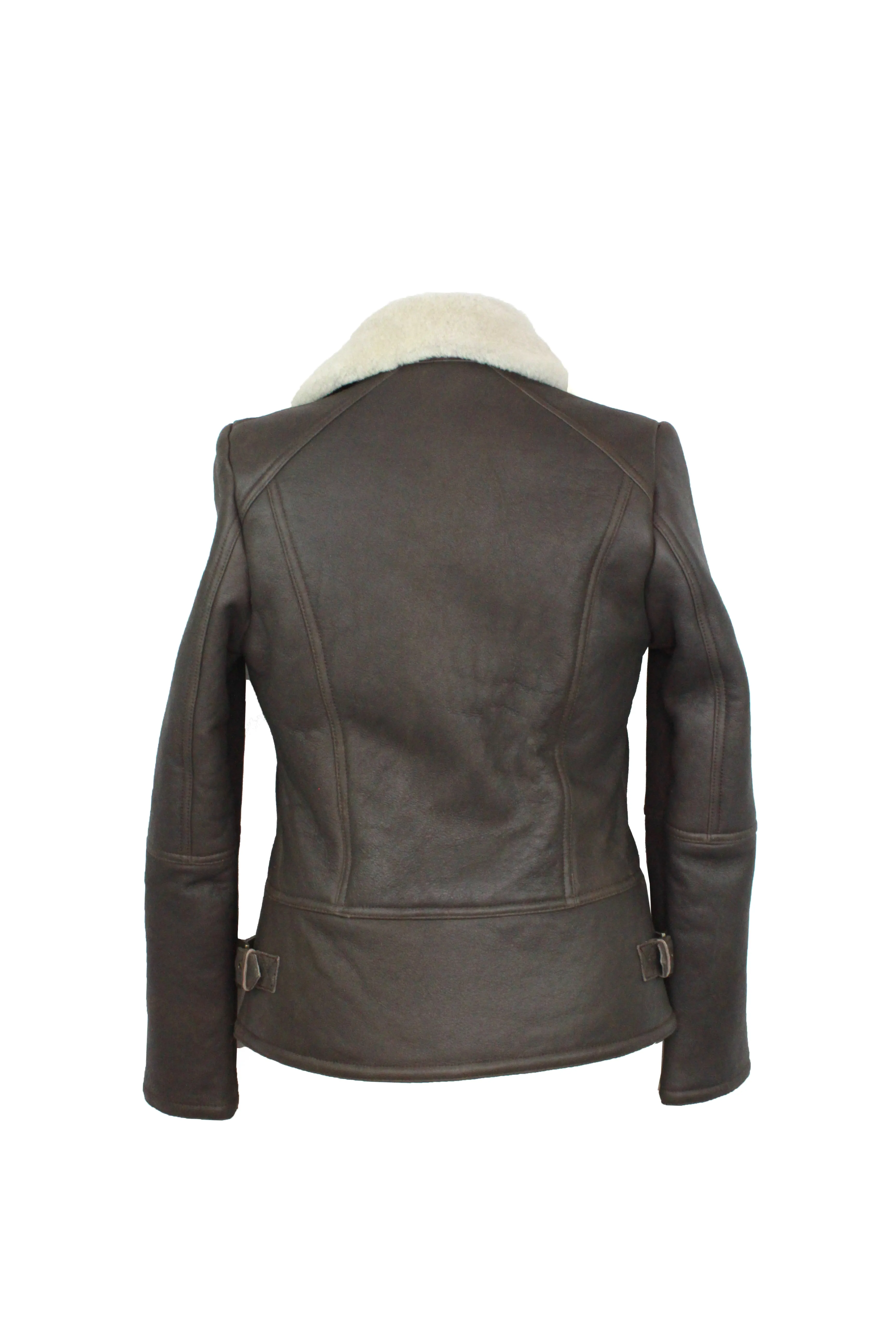 Ladies Sue Flying Aviator Leather & Sheepskin Jacket -Cocoa