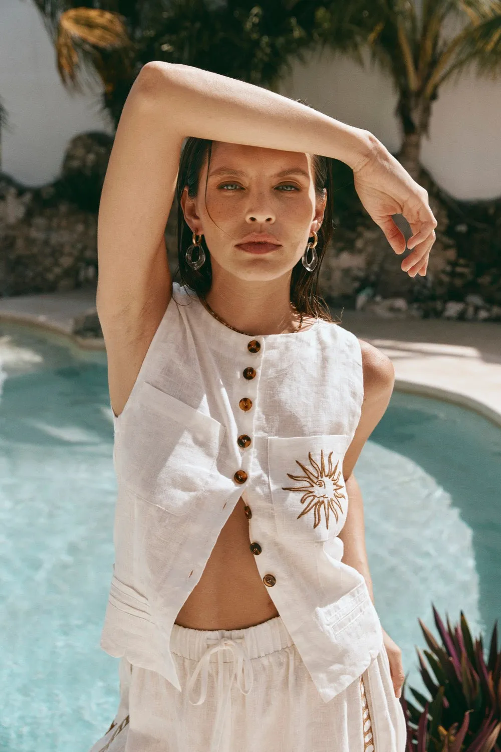 Lila Linen Vest Skyros