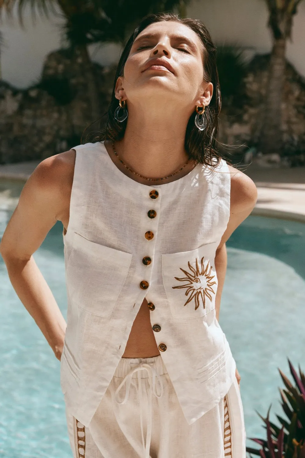 Lila Linen Vest Skyros