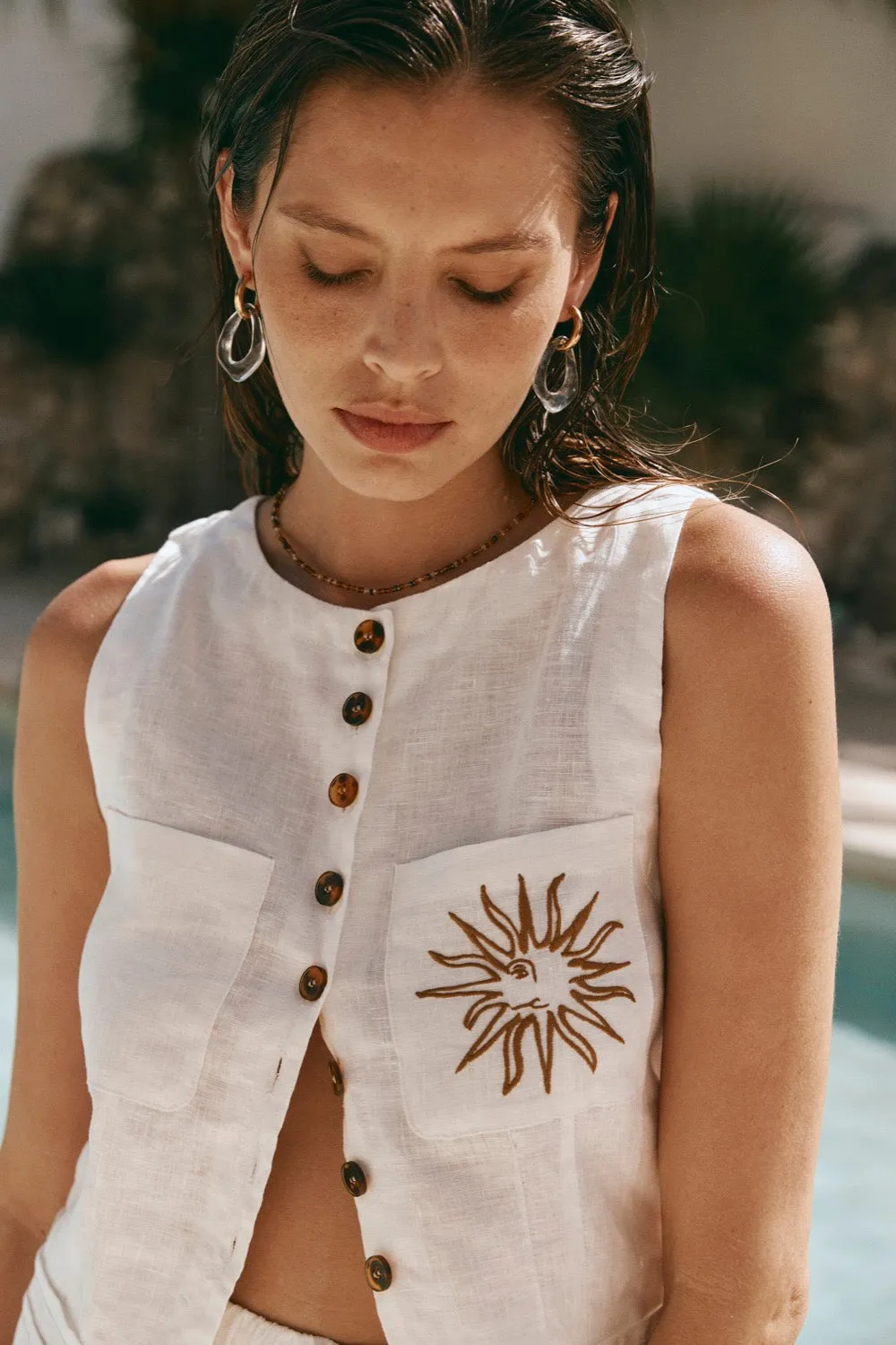 Lila Linen Vest Skyros