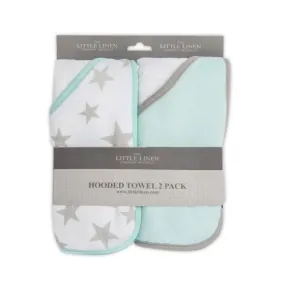 Little Linen Starlight Mint Hooded Towel 2Pk