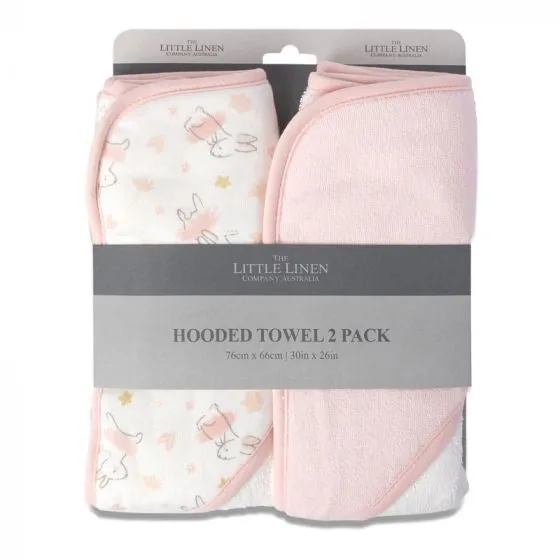 Little Linen TLLC Hooded Towel Ballerina Bunny 2Pk