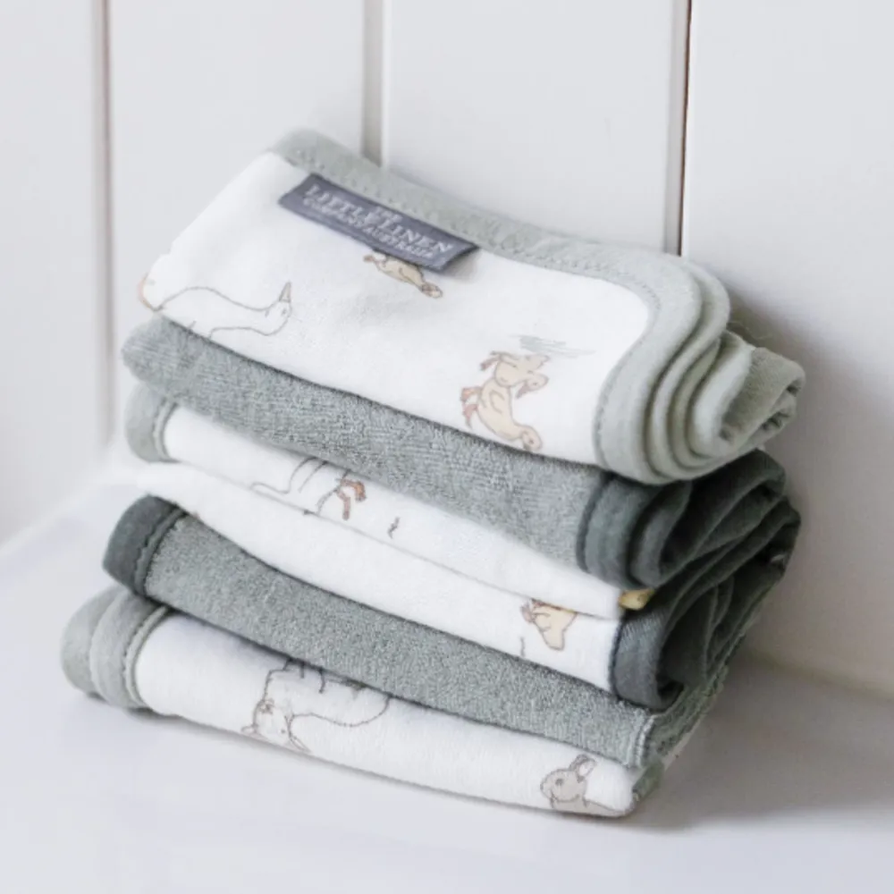 Little Linen TLLC Towelling Washer 6pk - Farmyard Lamb