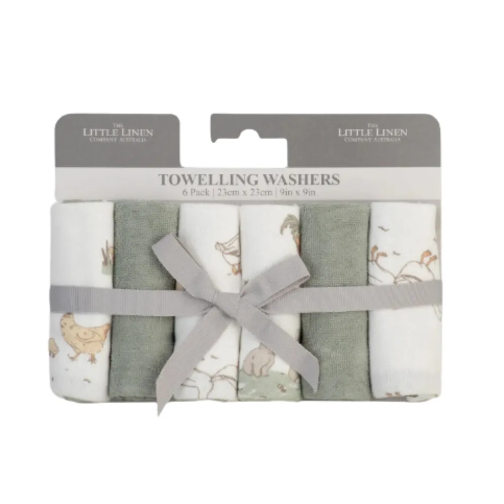 Little Linen TLLC Towelling Washer 6pk - Farmyard Lamb