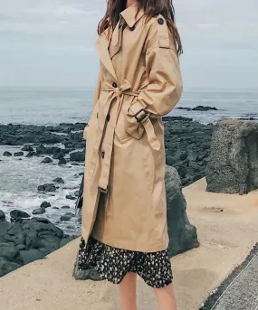 Long Double-Breasted Trench Coat