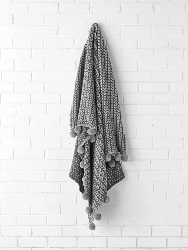 Loni Charcoal Throw Rug by Linen House