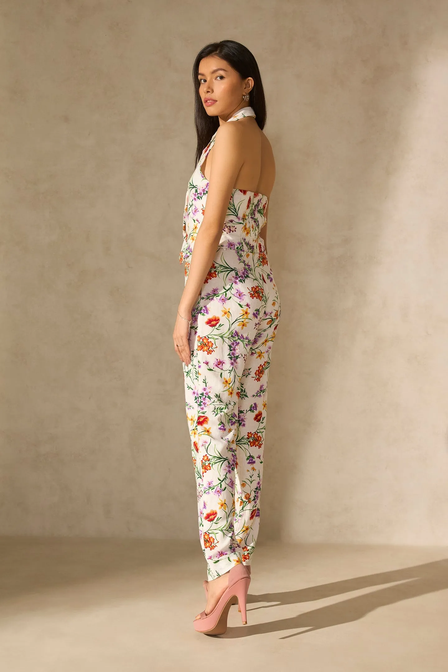 Lyra Top|Linen Floral Vest