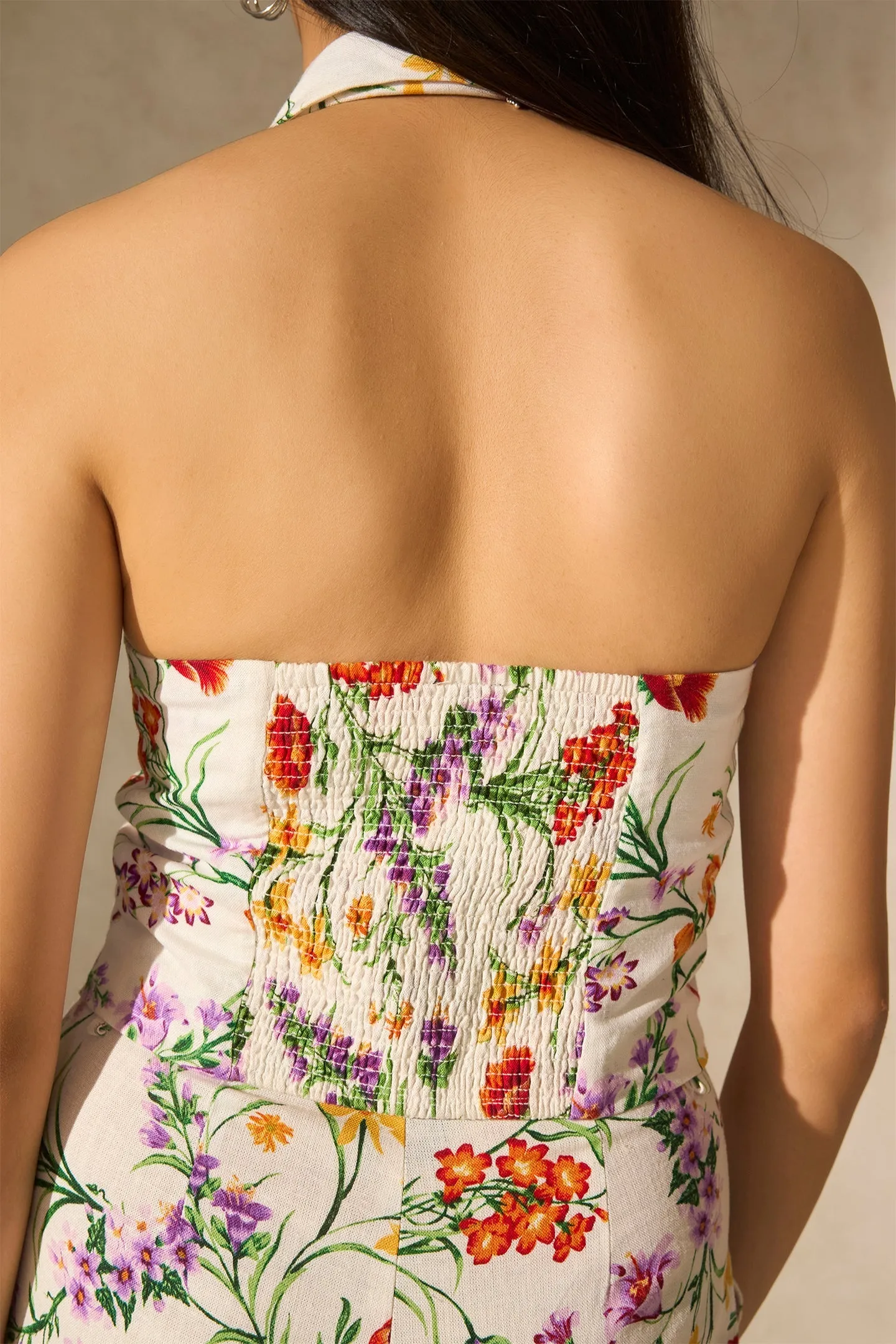 Lyra Top|Linen Floral Vest
