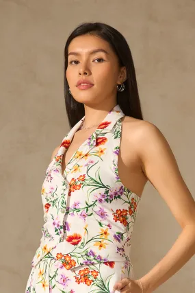 Lyra Top|Linen Floral Vest