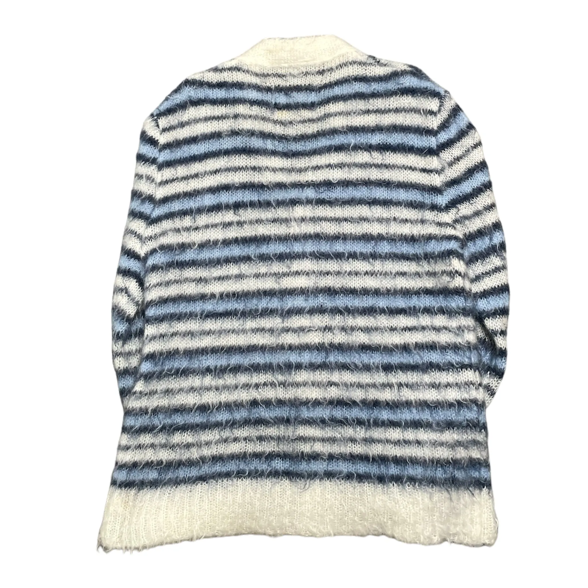 Marni Striped Mohair Cardigan Lily White Blue Pre-Owned