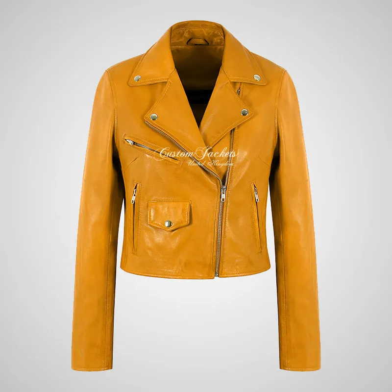 MASY Women's Leather Jacket Fitted Real Leather Jacket