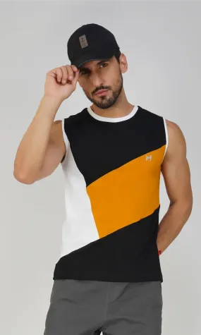 Mebadass Cotton Mens ColorBlocked Sleeveless Vest- Multicolor