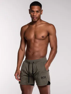 Mens Double Layer Sports Shorts - Green