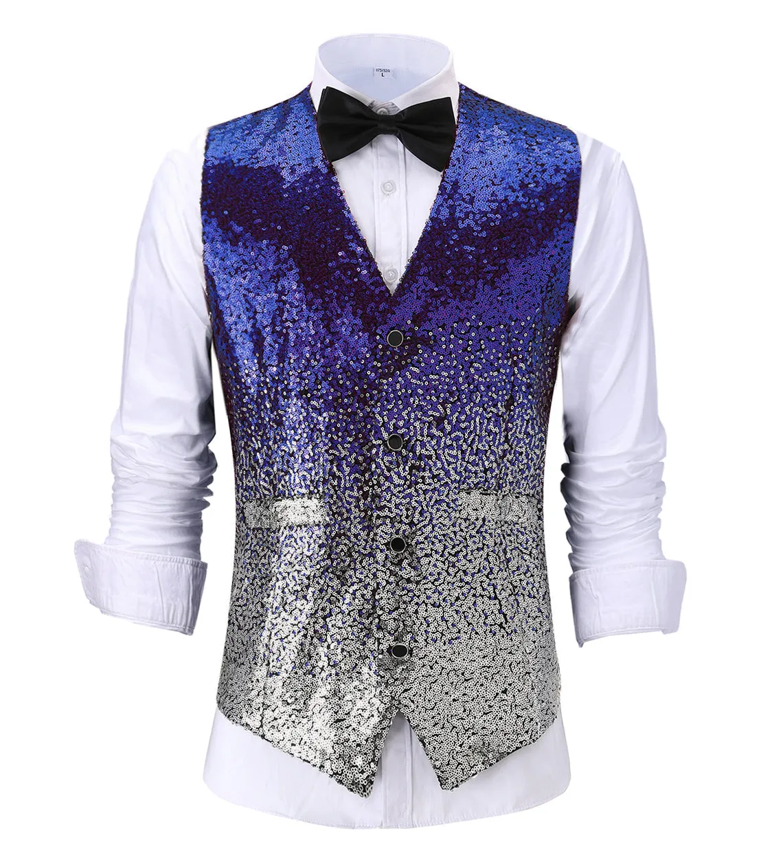 Men's Fashion Gradient Sequined Suit Vest V Neck Suit Vest