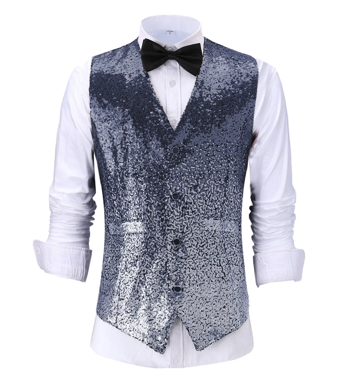Men's Fashion Gradient Sequined Suit Vest V Neck Suit Vest