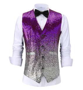 Men's Fashion Gradient Sequined Suit Vest V Neck Suit Vest
