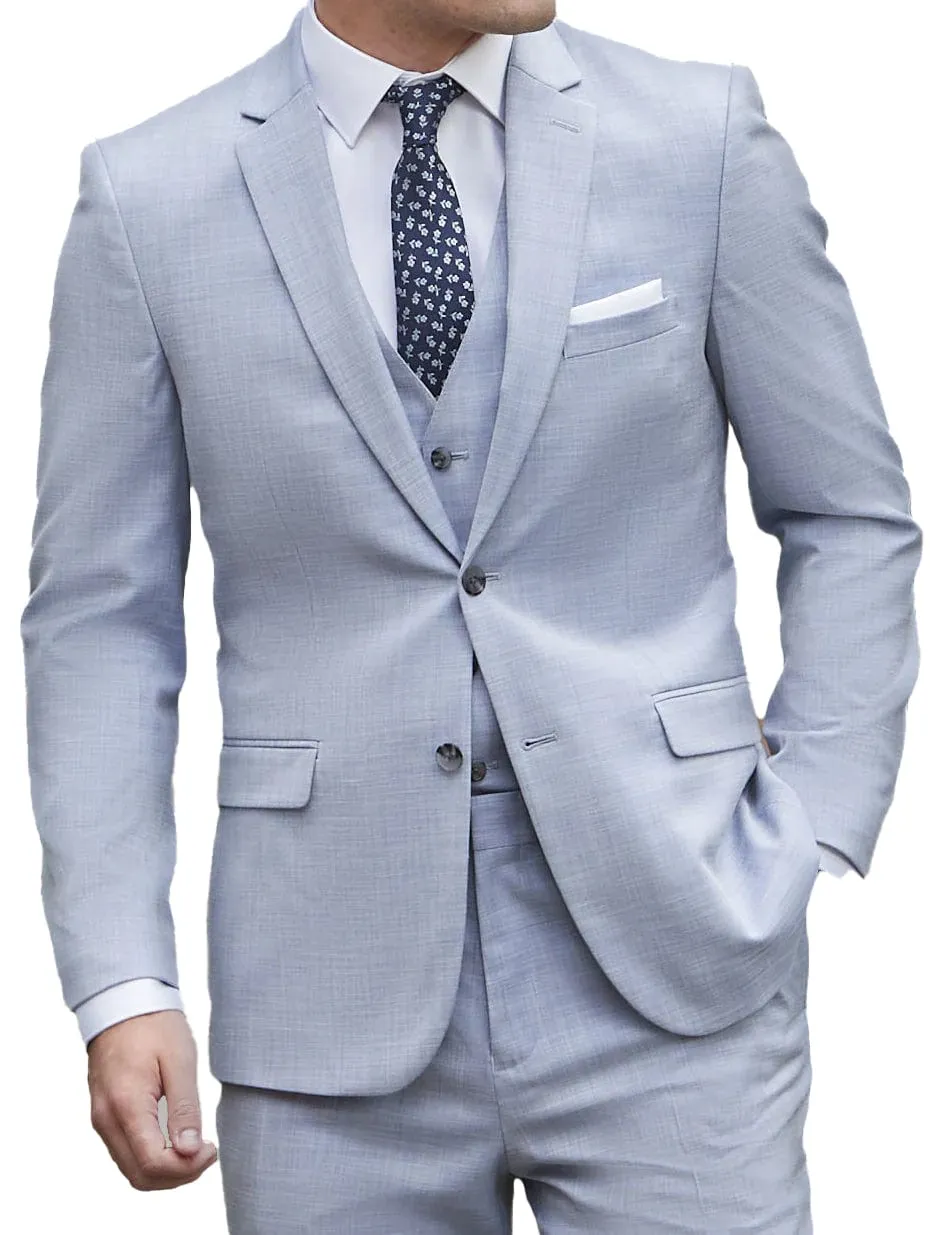 Men's Fashion summer Linen Regular Fit Notch Lapel Suit（Blazer vest Pants）