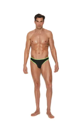 Men’s Sexy Black w/ Green Trim Thong Brief Underwear