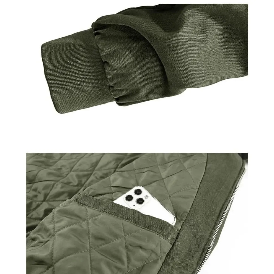 Men's Twill Bomber Jacket with Quilted Lining
