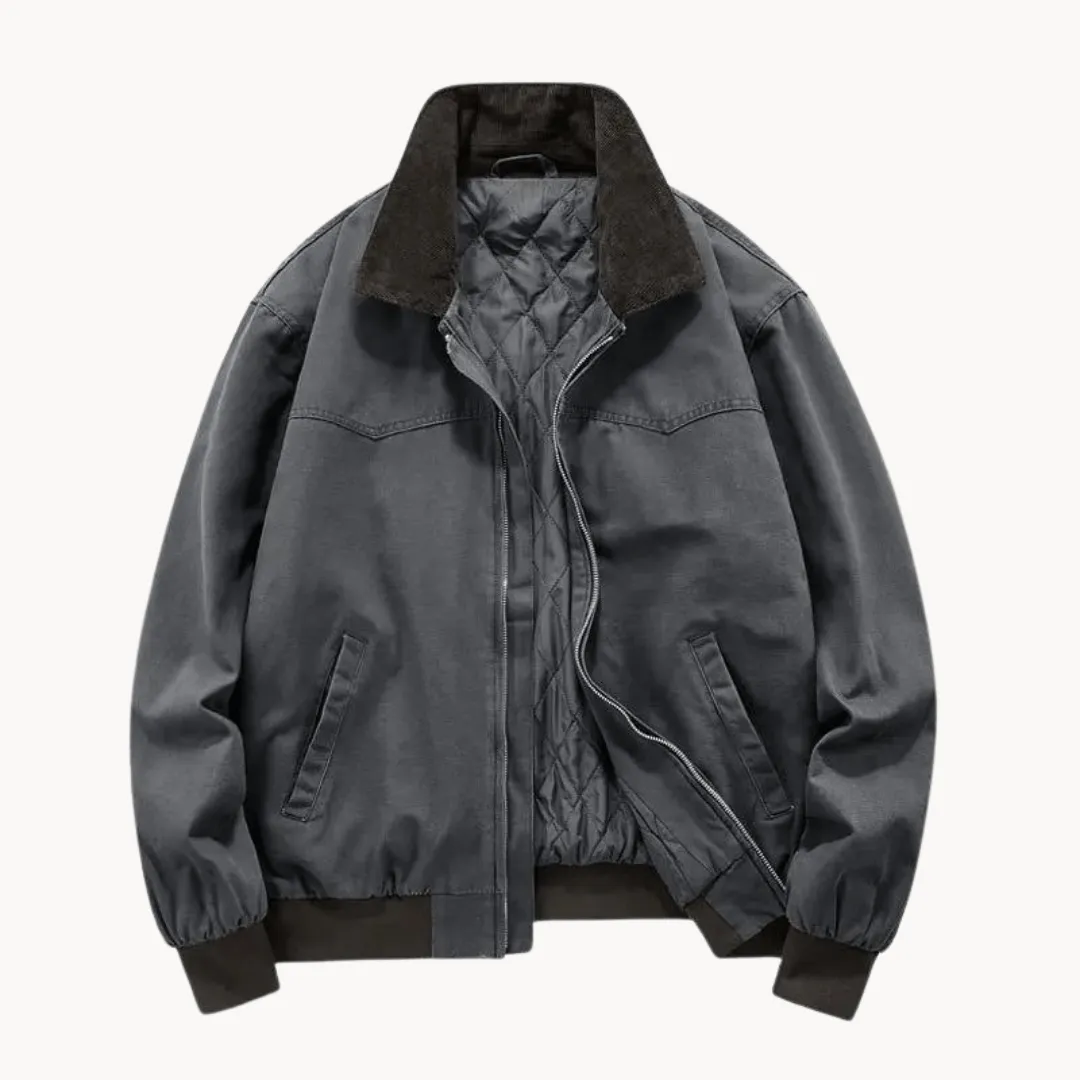 Men's Twill Bomber Jacket with Quilted Lining