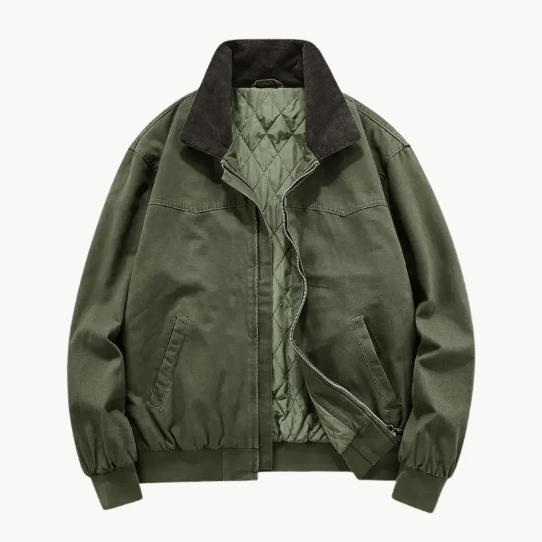 Men's Twill Bomber Jacket with Quilted Lining