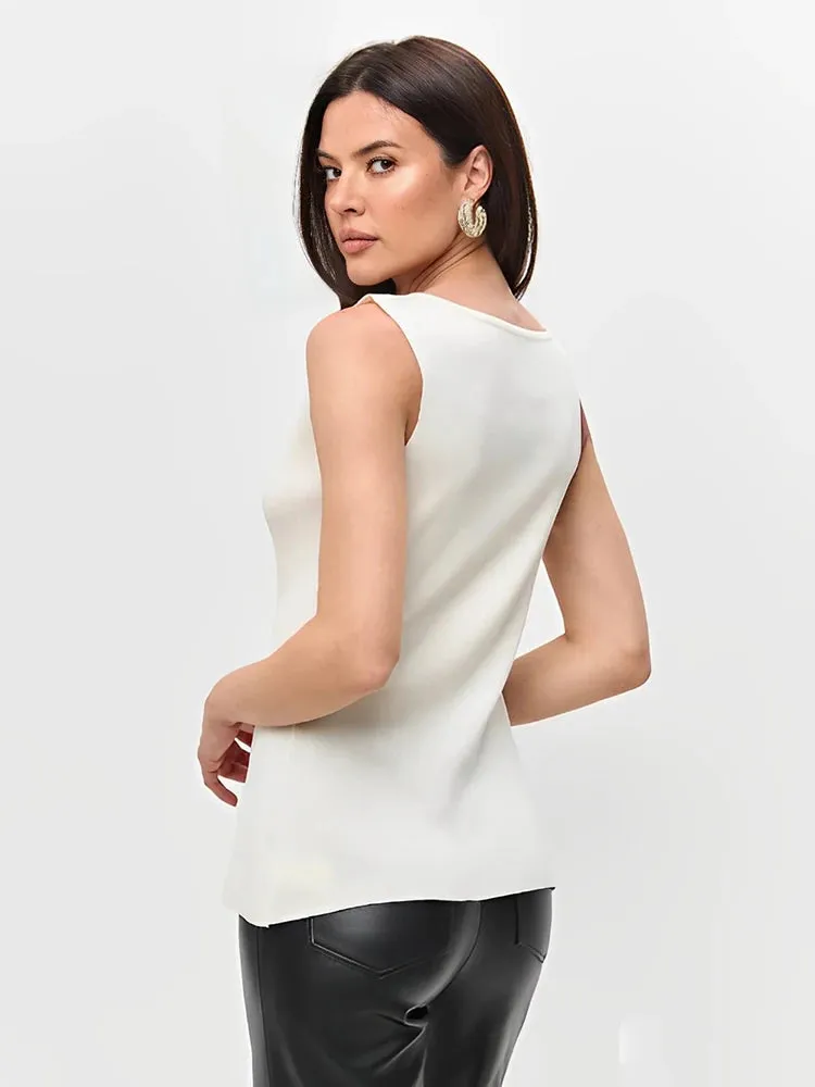 Metal Buckle Slit knitted Vest Top