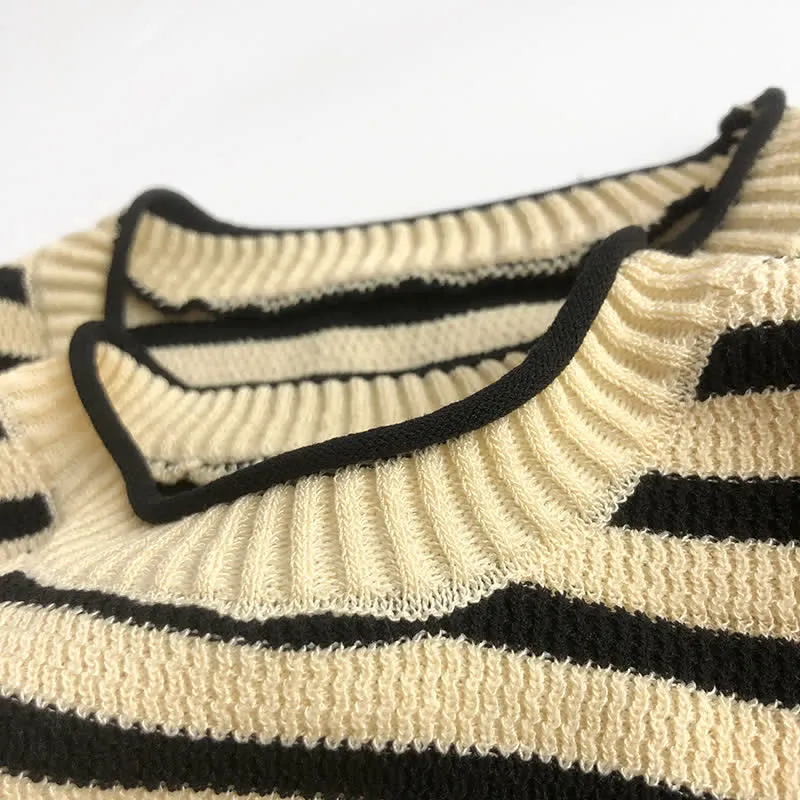 Mommy and Me Beige Knitted Striped Vest