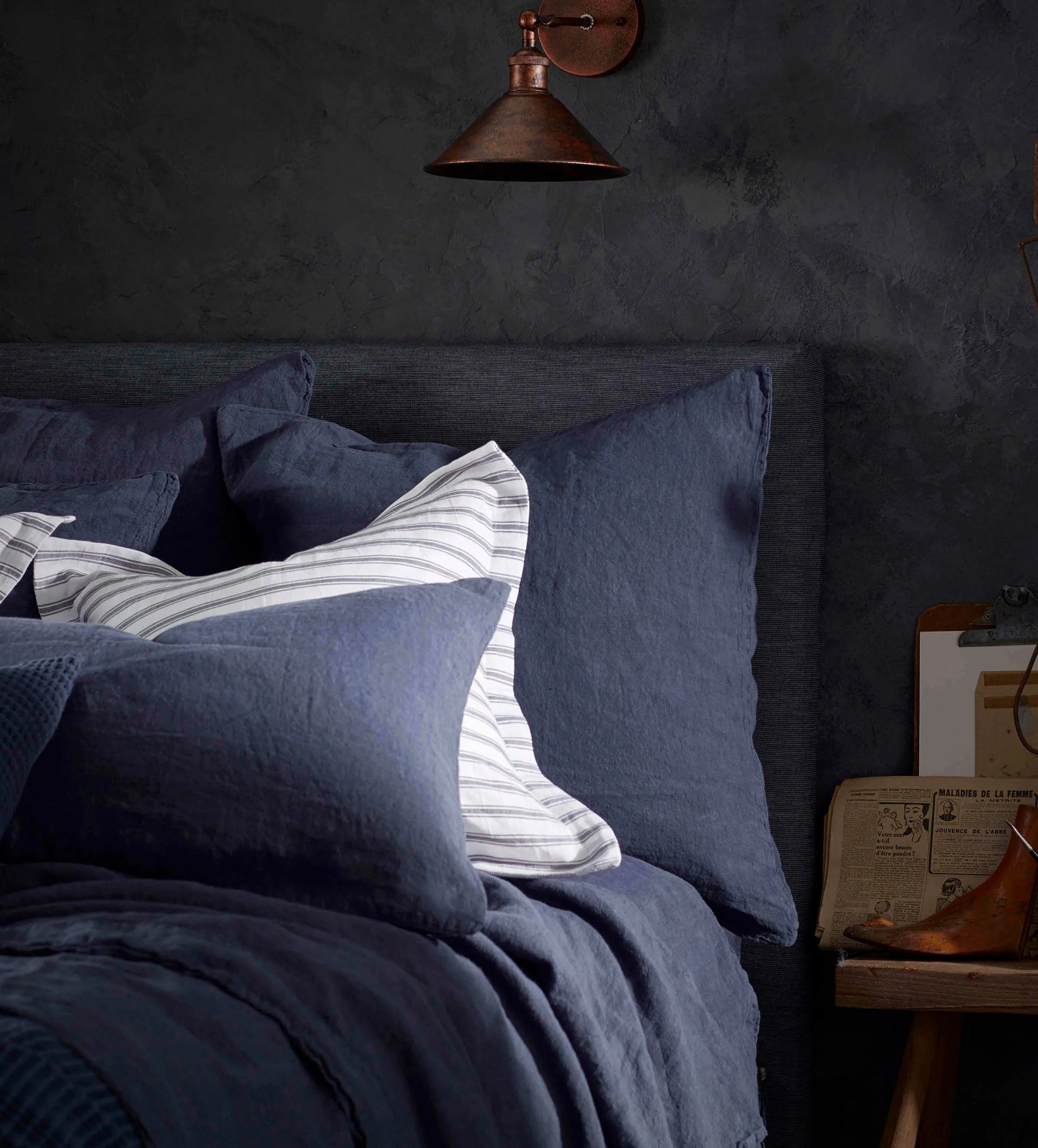 Navy Blue 100% Linen Bed Linen