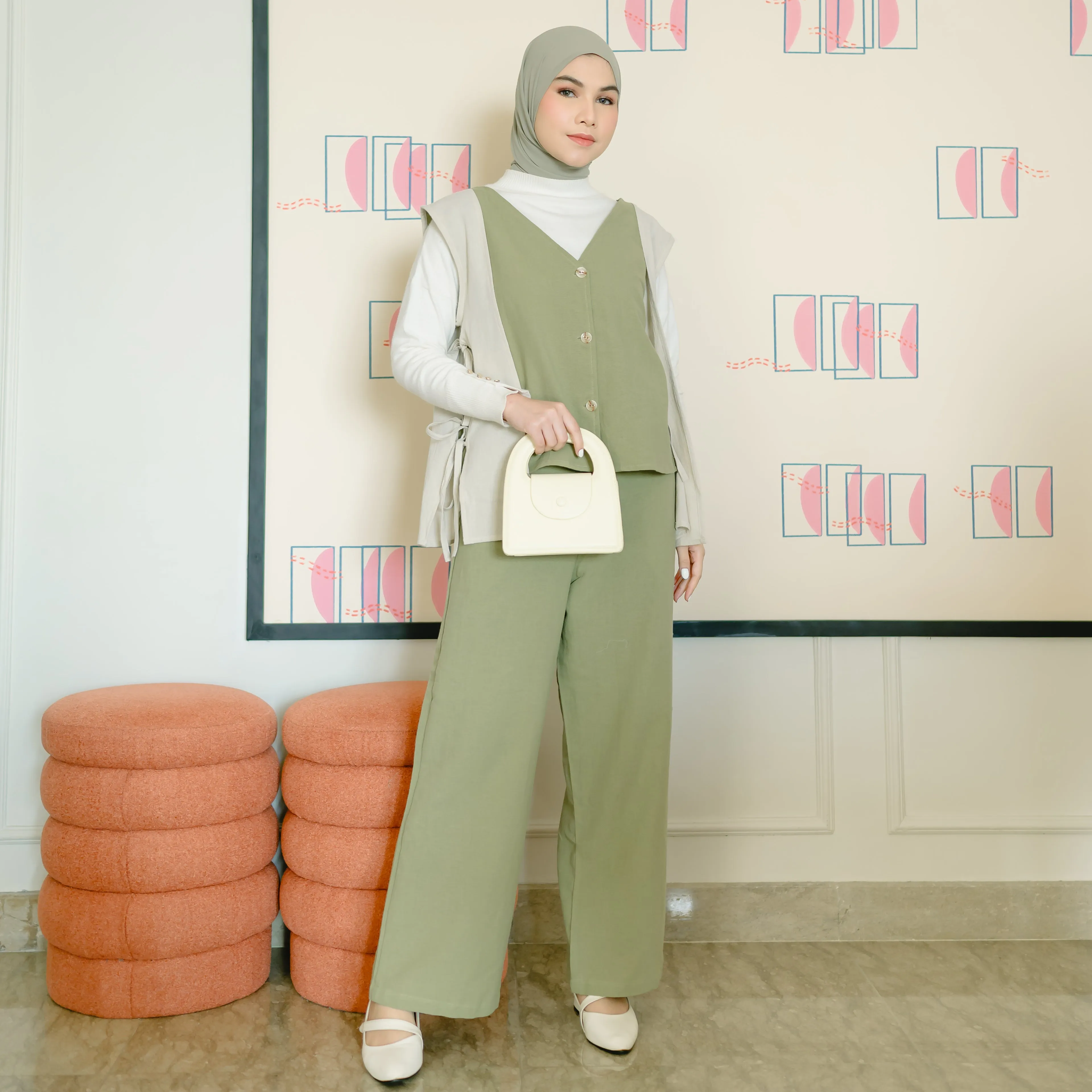 Nomi Set (One Set Linen) Creamy Matcha