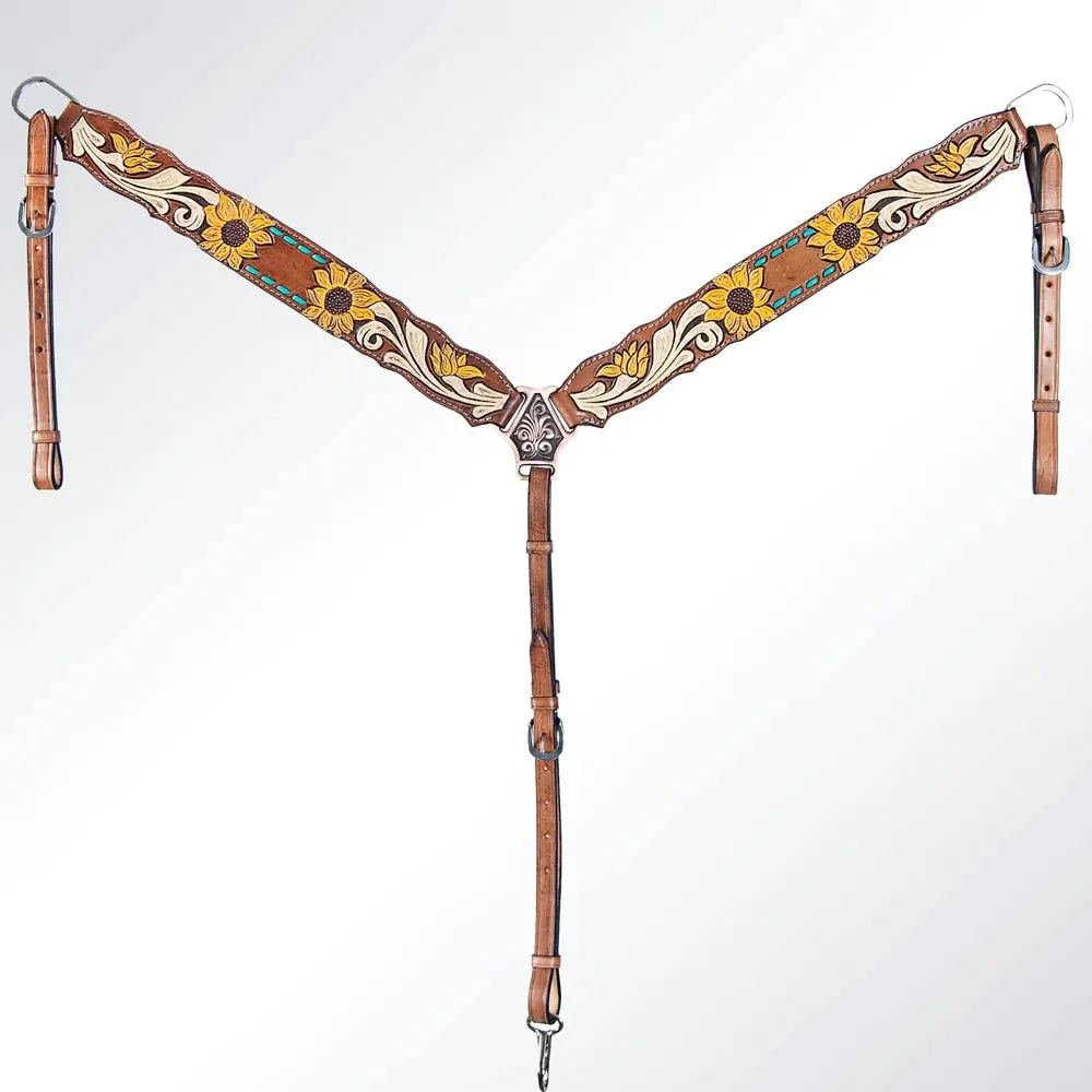 Outlaw Sunflower Leather Breast Collar