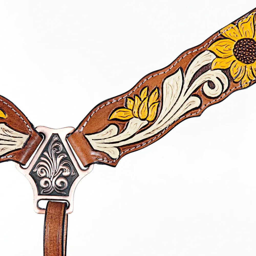 Outlaw Sunflower Leather Breast Collar