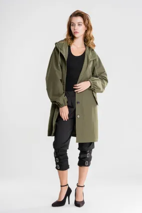 Oversized Hooded Trench Coat