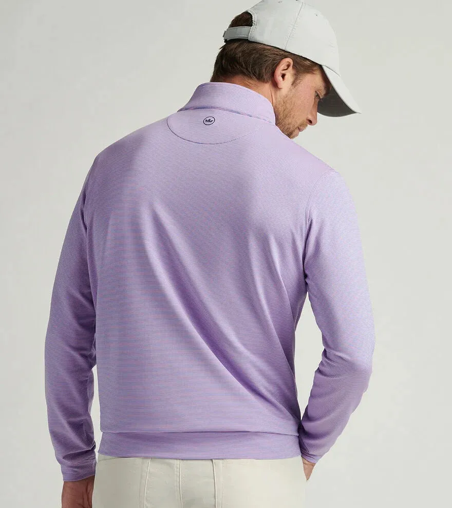Peter Millar Men's Perth Sugar Stripe Performance 1/4 Zip Pullover Sweater - Blue Sea