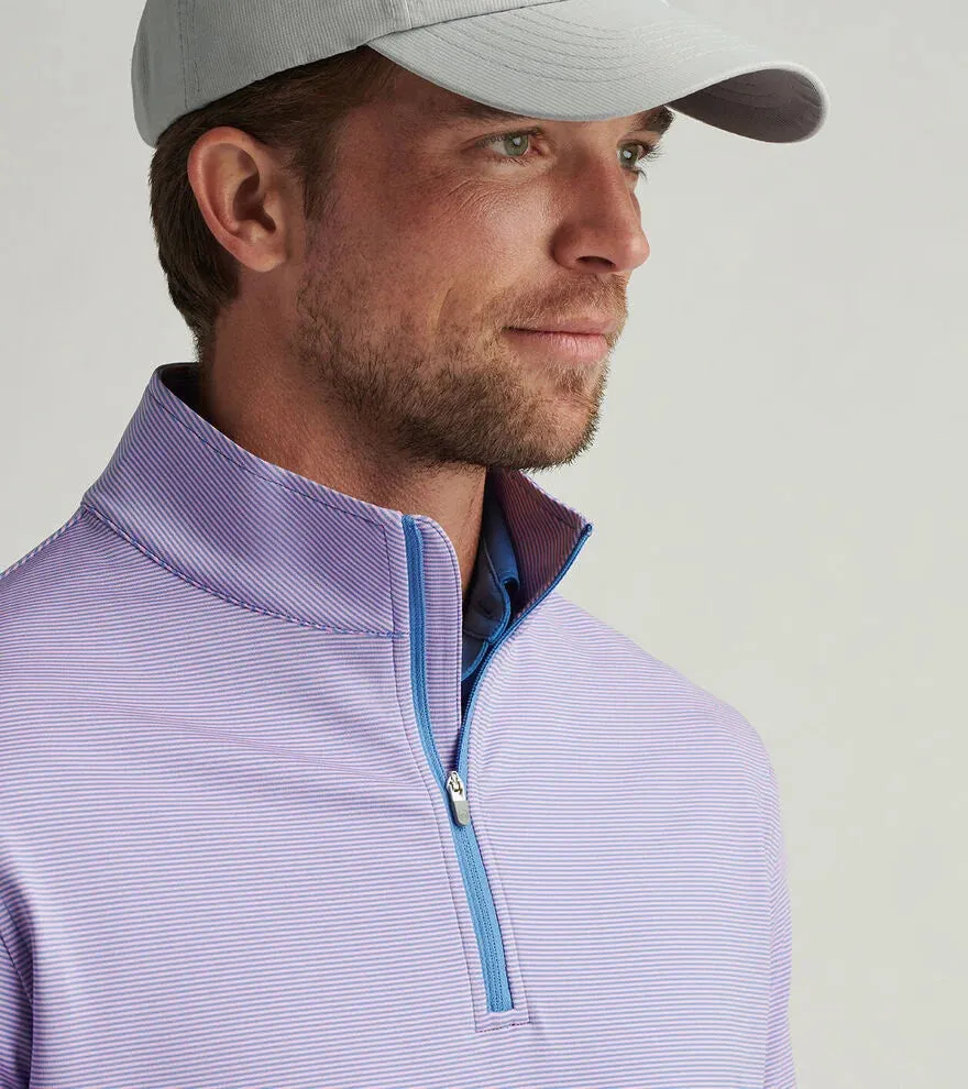 Peter Millar Men's Perth Sugar Stripe Performance 1/4 Zip Pullover Sweater - Blue Sea