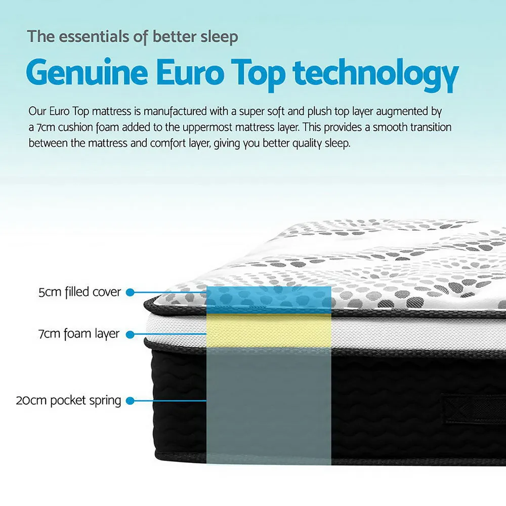 Plush Euro Top Mattress, 5-Zoned Springs, King Single - Giselle Bedding