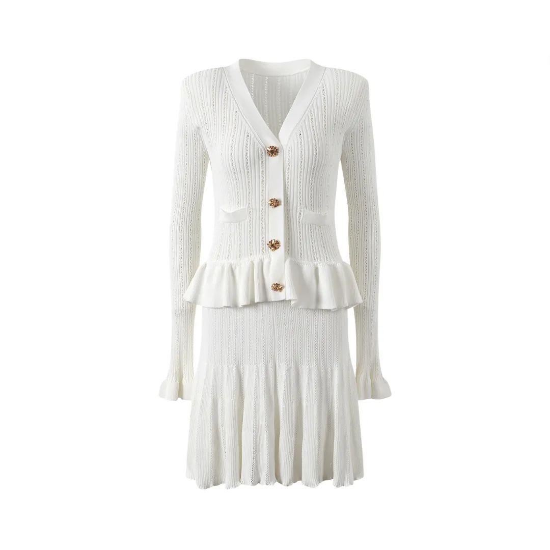 Pre Order: Ruffle Edge Patchwork Long Sleeved Dress