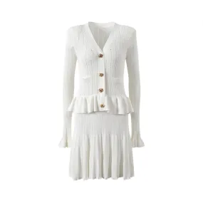 Pre Order: Ruffle Edge Patchwork Long Sleeved Dress