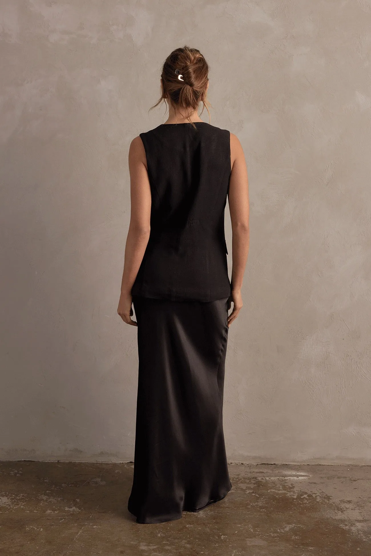 Raef The Label Amelia Linen Vest - Black