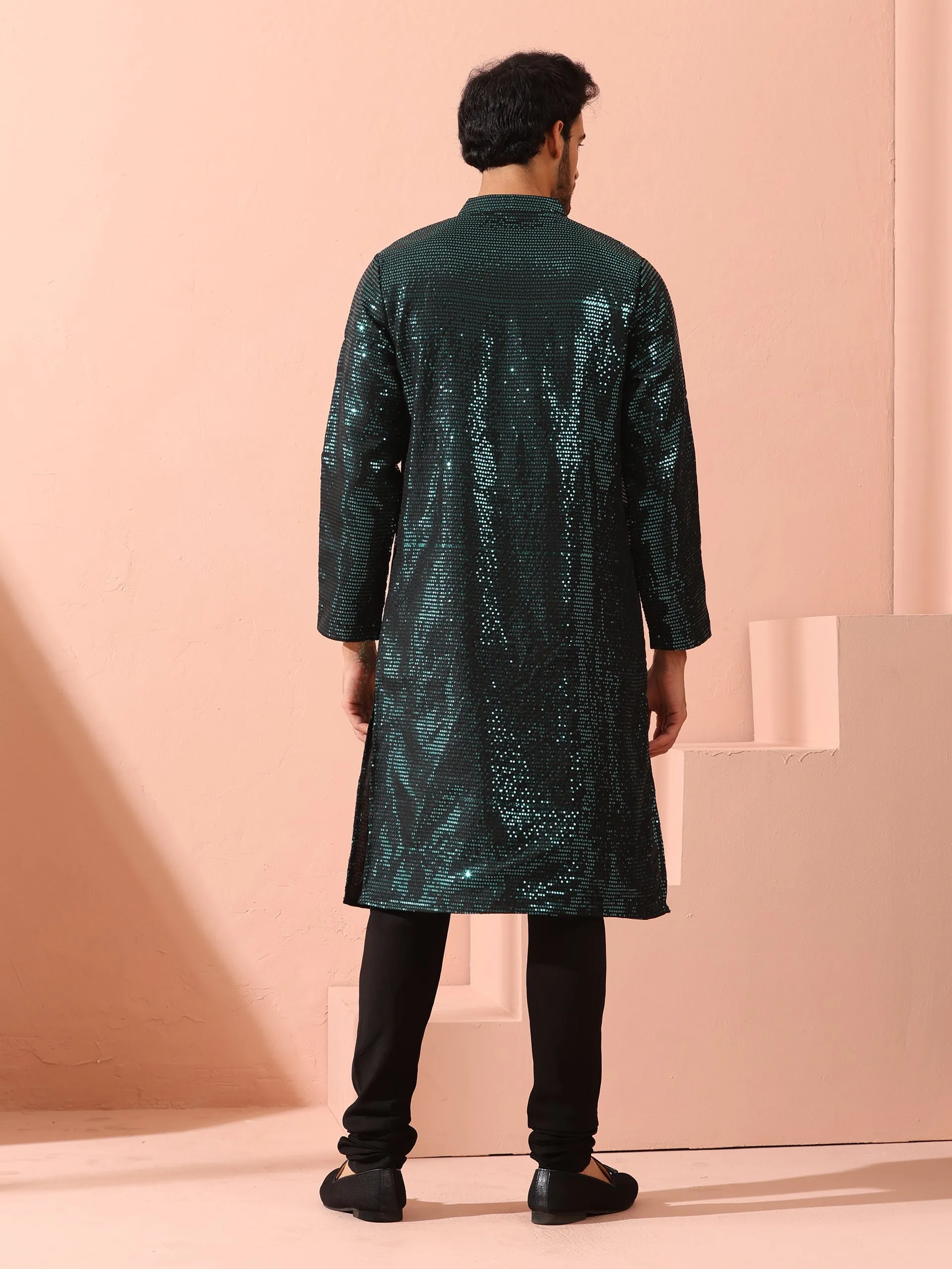 Rama Sequin Kurta with Hidden Placket