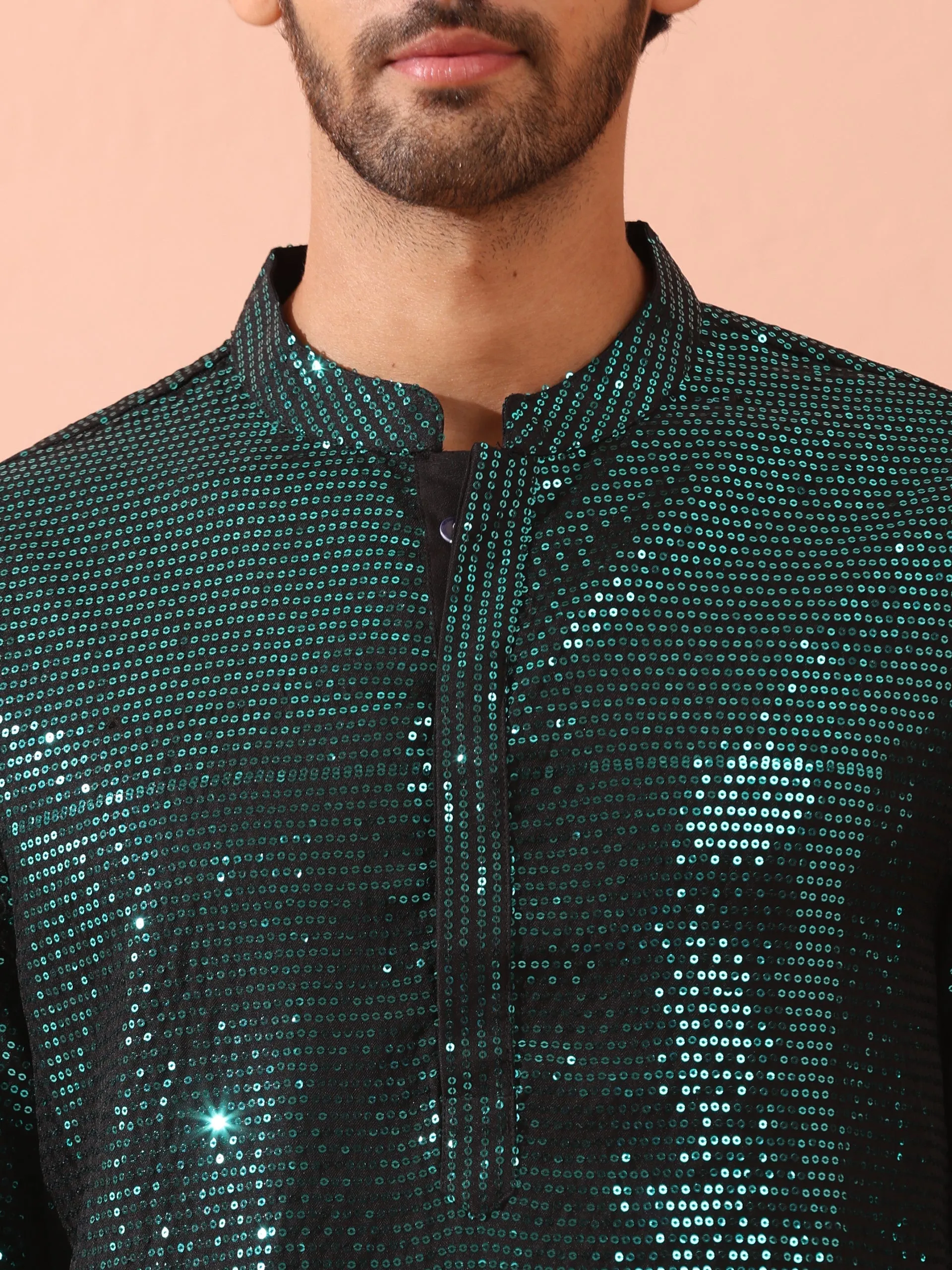 Rama Sequin Kurta with Hidden Placket