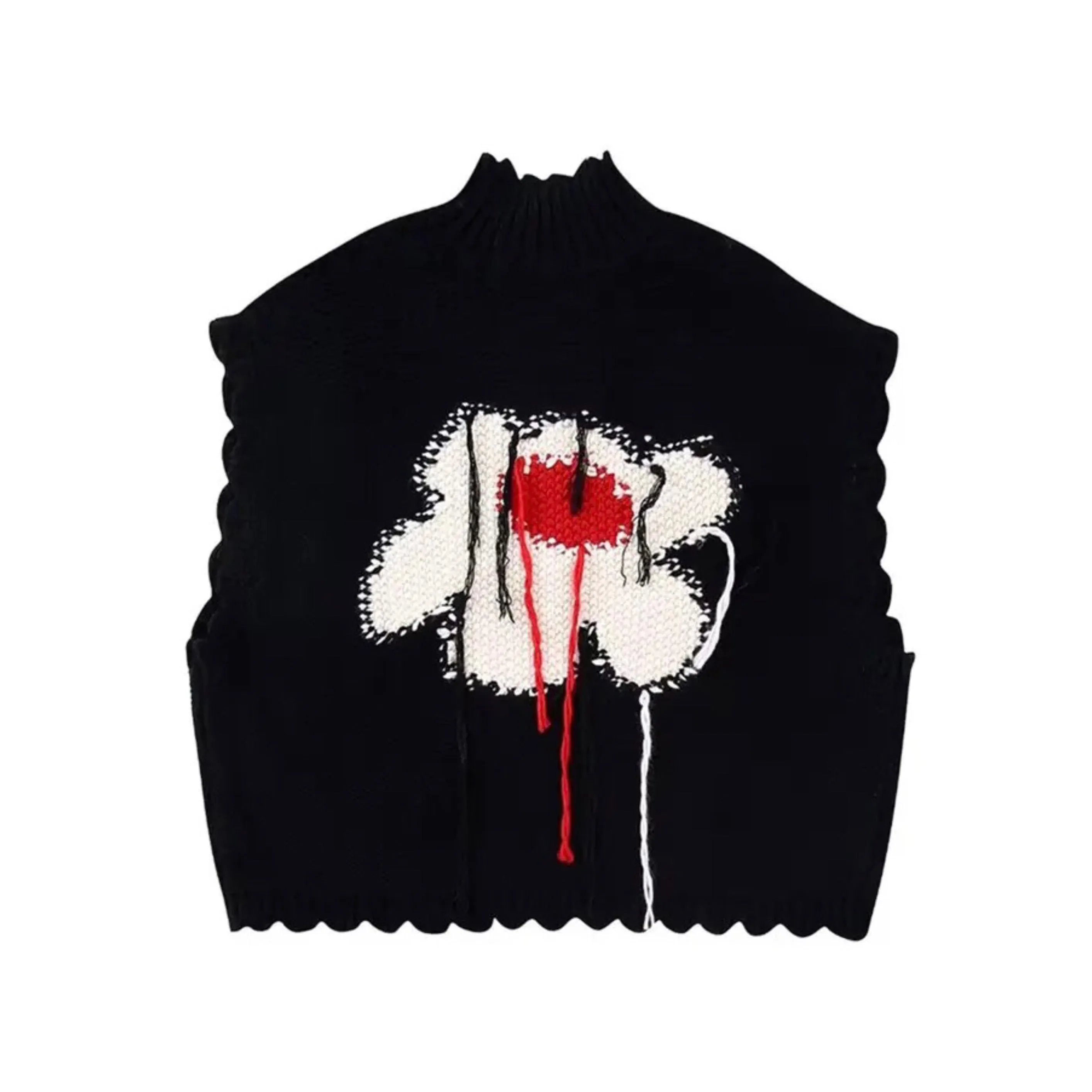 Red Heart Flower Knitted Vest