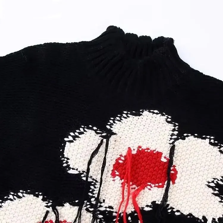 Red Heart Flower Knitted Vest