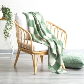 Renee Taylor Newport Checkered Cotton Knitted Juniper Throw