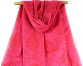 Rich Pink Royal Paisley Pashmina Scarf Bohemian Shawl